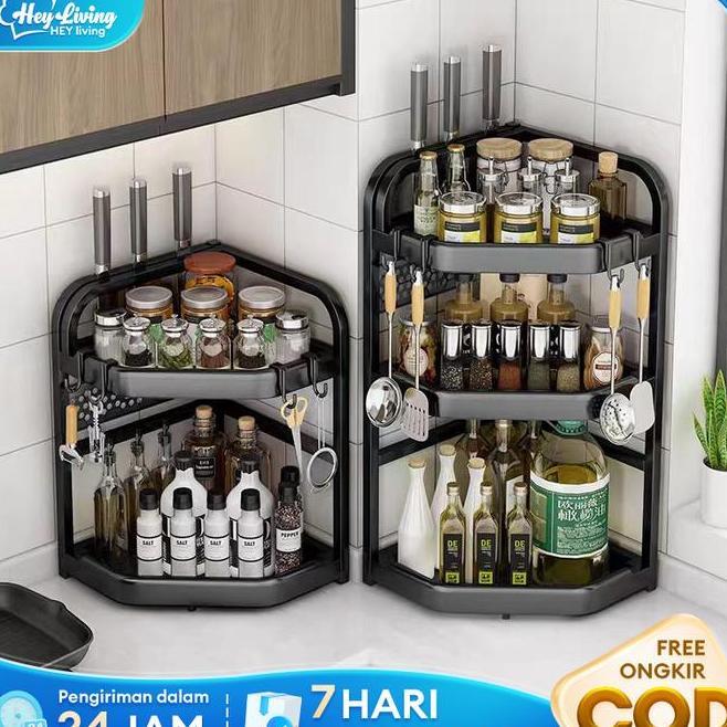 Rak Bumbu Dapur Stainless Steel Rak Dapur Triangle Serbaguana Rak Sudut Rak Penyimpanan Sumpit Dapur