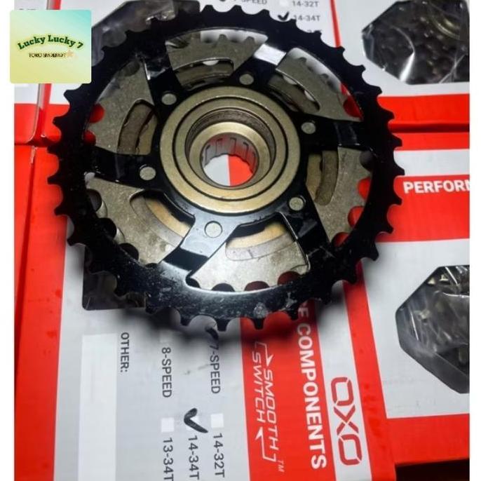 Murah Sproket Sprocket 7 speed Ulir OXO megarange Freewheel 7 speed ulir Non COD