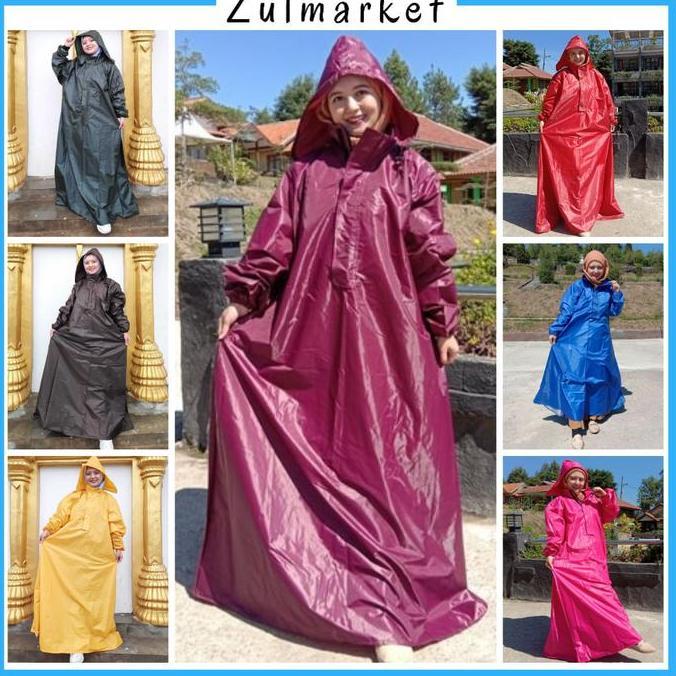 Jas Hujan Wanita Gamis Ponco Jumbo Muslimah Syari