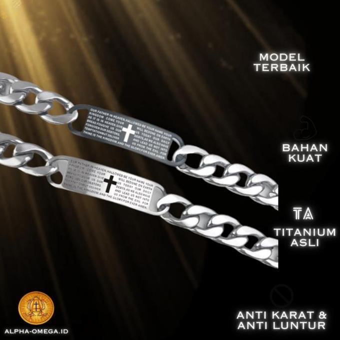 Gelang Salib Doa Bapa Kami Titanium | Gelang Salib Pria Elegan Keren