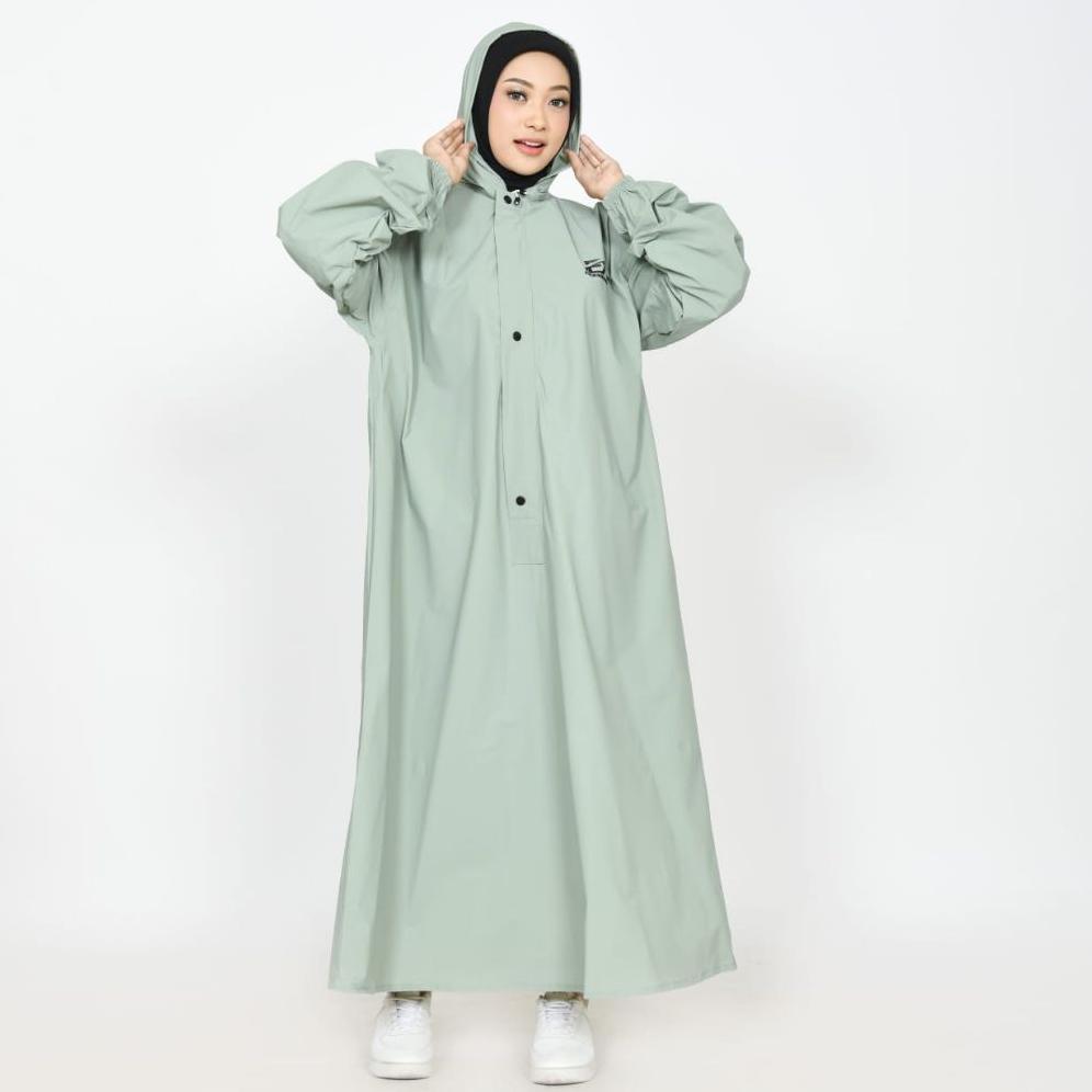 Jas Hujan Wanita Gamis Bahan PVC Jahit Dan Pres