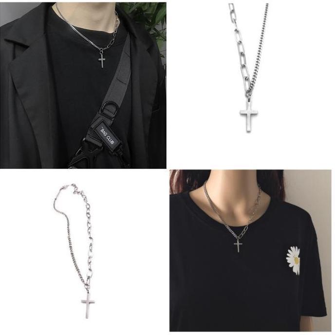 Kalung Titanium Pria Kalung Pria Titanium Kalung Salib Gaya Korea