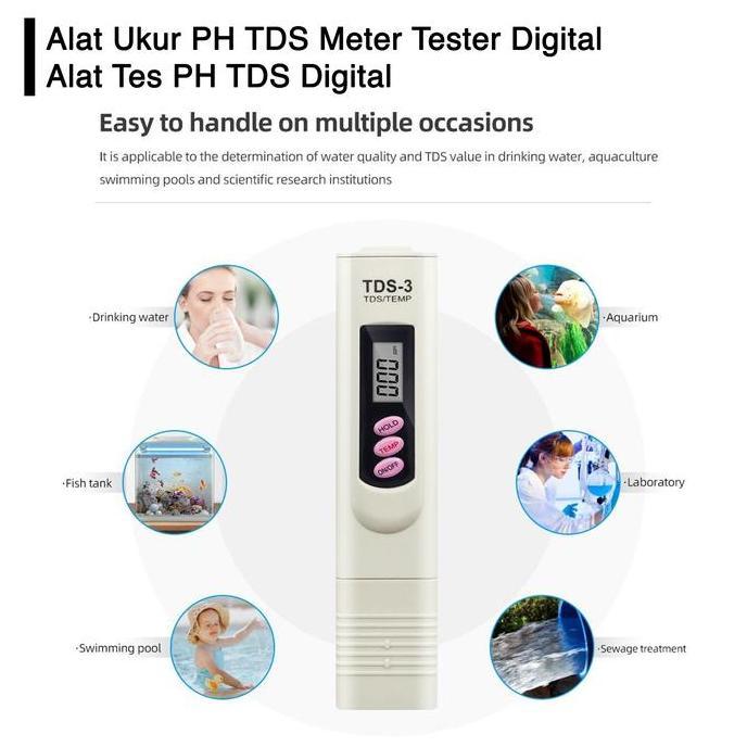 Grdx- Alat Ukur Tester Hidroponik Air Aquarium Kolam Ikan Ph Ec Tds 3 Meter