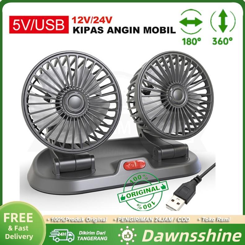 TERMURAH Kipas Angin Mobil 24/12 Volt Portable Mobil Gantung Kipas Mobil USB Double-Head Fan Untuk T