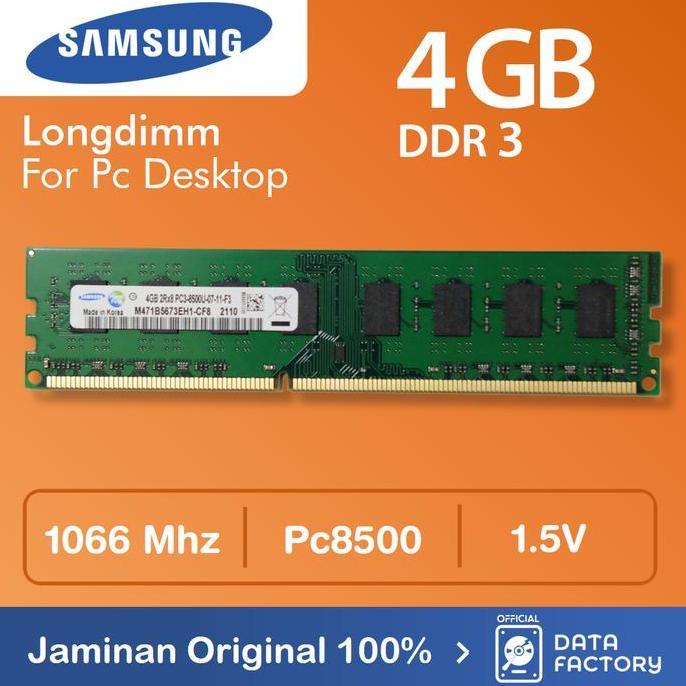 RAM PC SAMSUNG DDR3 4GB PC 8500 / 1066 Mhz LONGDIMM MEMORY 4 GB DDR 3