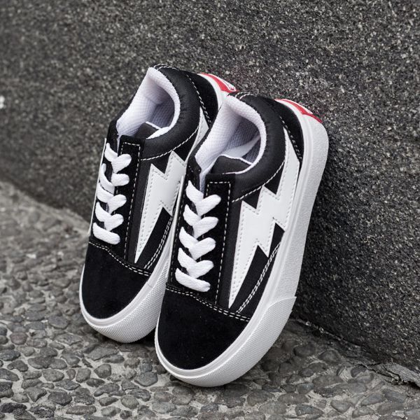 Sepatu Vans46 Anak Old Skool Motif Logo Petir Hitam Putih Sepatu Anak Sekolah Laki Laki   Paud Tk Sd