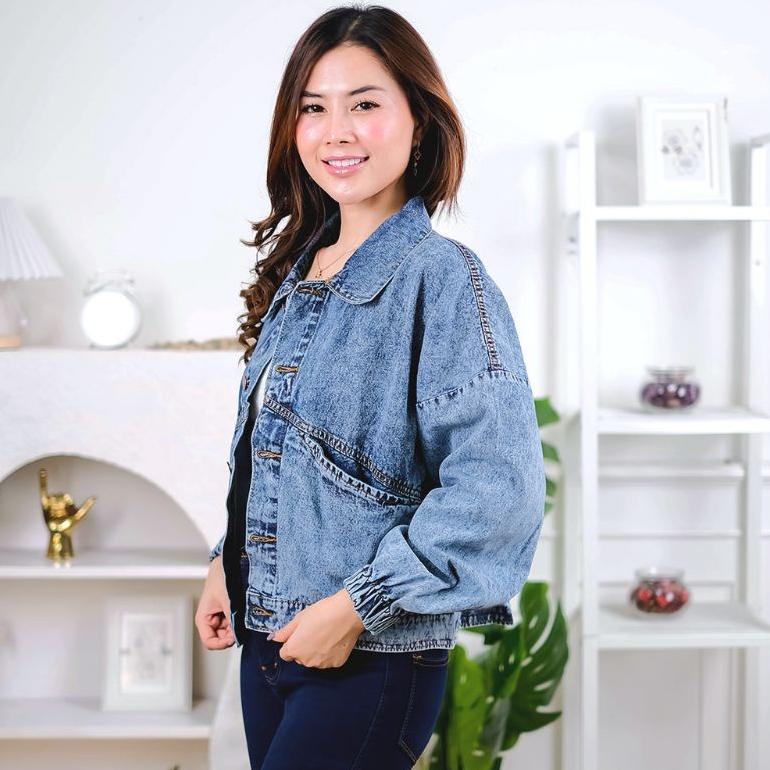 promo terbaru oversize jacket jeans wanita vintage blue acid jaket denim oversize jaket jins jumbo v