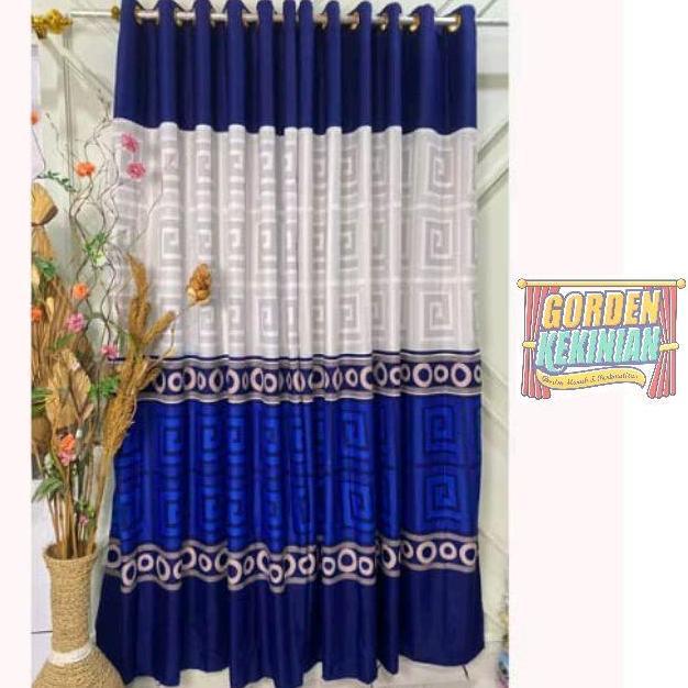 Dimari- Gorden Motif Blue Labirin Ring 12 Gorden Blue Labirin Gorden Biru Putih Kotak Gorden Pagoda 