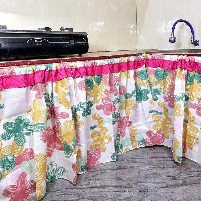 Dimari- Paket 4 Pcs Gorden Kolong Dapur Bahan Katun Hordeng Kain Korden