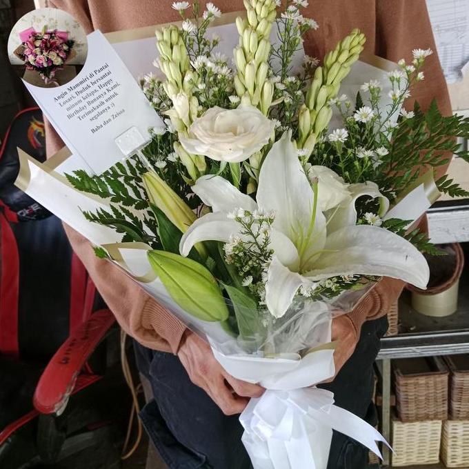 Bunga buket /bunga asli /mix ros lily sedap malam/bunga kado HS