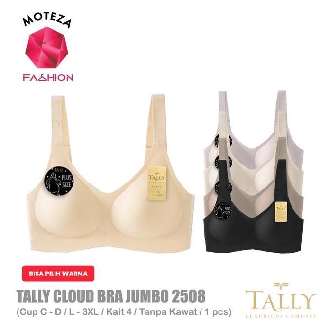 Tally 2508 Cloud Bra Bh Wanita Jumbo Seamless | Busa Sedang Cup C - D | Tanpa Kawat | Size L Xl Xxl 