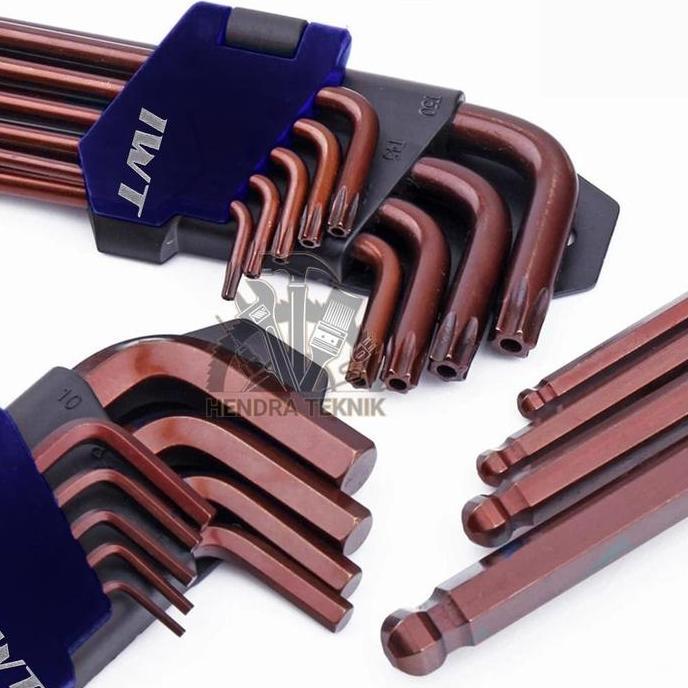 (HM) KUNCI L SET PANJANG S2 KUNCI L BAJA EXTRA LONG KUNCI L SEGI 6 BINTANG MURAH HEX TORX FLAT BALLP