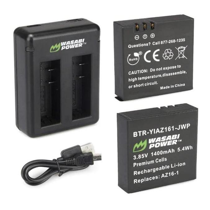 BEBAS ONGKIR - Wasabi Power Battery & Charger KIT for Xiaomi YI 360 VR YI360 YI360VR 360VR Baterai K