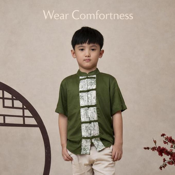 Termurah / Hot Sale [Hellomini] 2-12T Cny Kemeja Katun Cheongsam Imlek 2026 Qibao Nyaman Anak Laki L