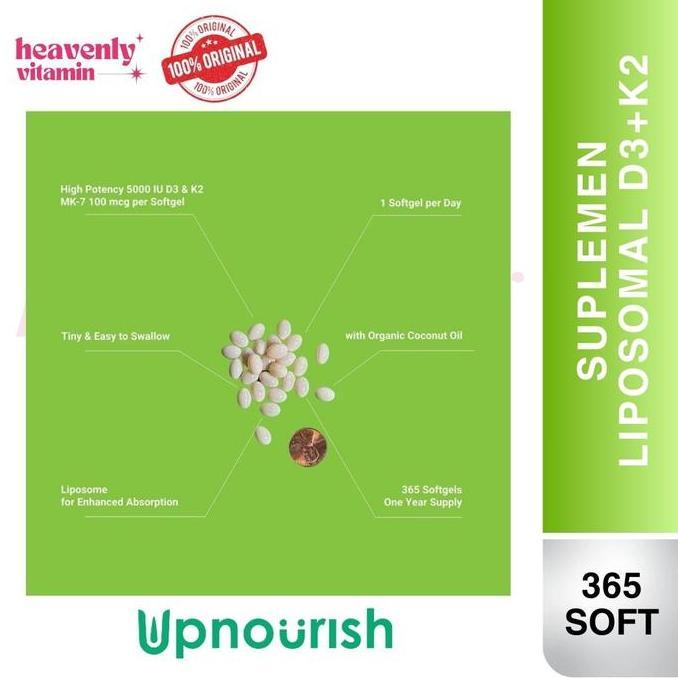 Vitafix- Upnourish Liposomal Vitamin D3 5000 Iu + K2 100 Mcg Vit D3 K2 - 365 Softgels