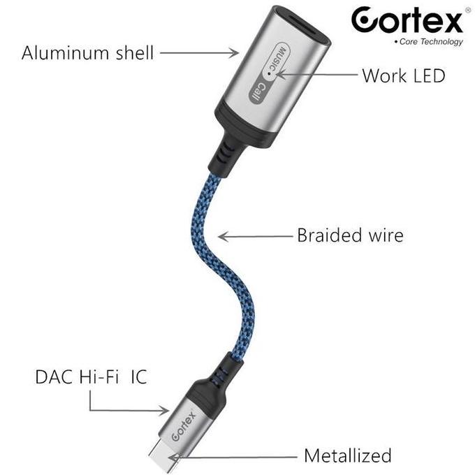 Cortex MH306 Tipe c to Lightning Headset Splitter Type C
