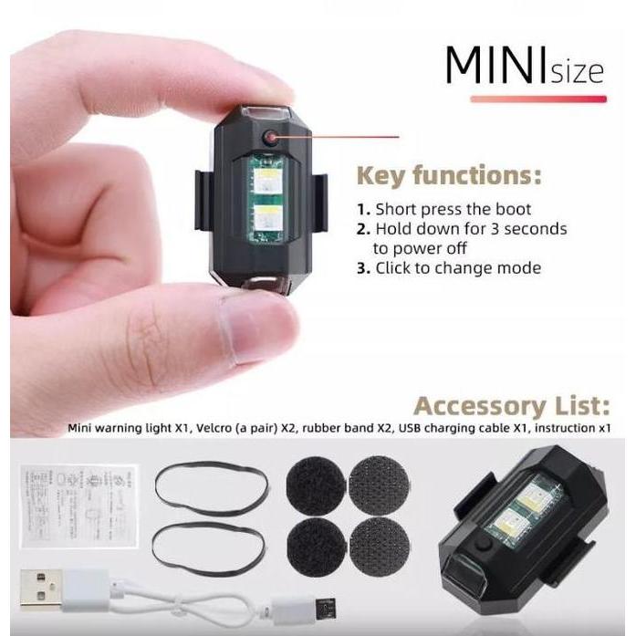 LAMPU LED KEDIP MODEL PESAWAT MOBIL SEPEDA MOTOR FLASH USB CHARGER