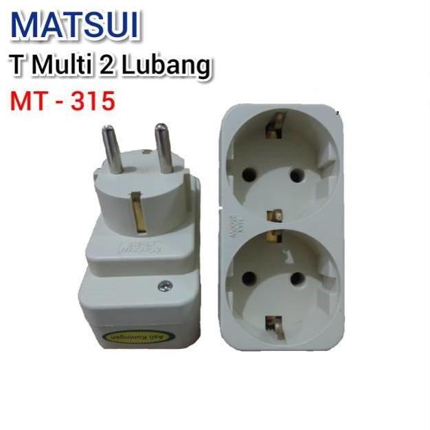 Steker T Multi + Stop Kontak 2 Lubang Putih MATSUI - MT315