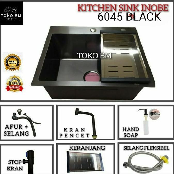 Washyt- Sink Inobe 6045 Hitam Doff/Paket Sink Inobe 6045 Hitam Doff