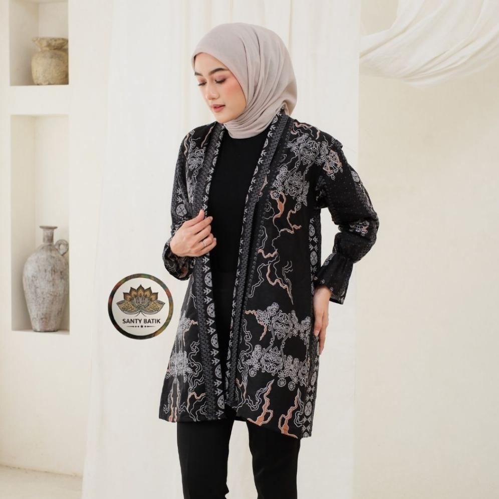 BELI SEKARANG Outer Batik  Modern Batik Wanita Lounge Cardi Batik Long Outer Terbaru