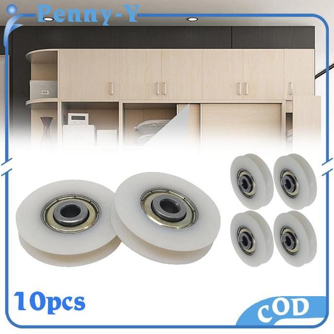 SOORIM 10pcs Roda Pagar Nilon Roda Gerbang Roda Katrol Bentuk U