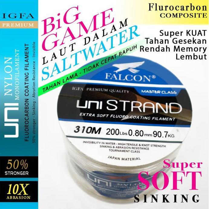 TERMURAH - Senar Pancing Falcon Uni Strand BIG Game Laut Dalam - Tuna - Marline - Tenggiri - 250 Gra