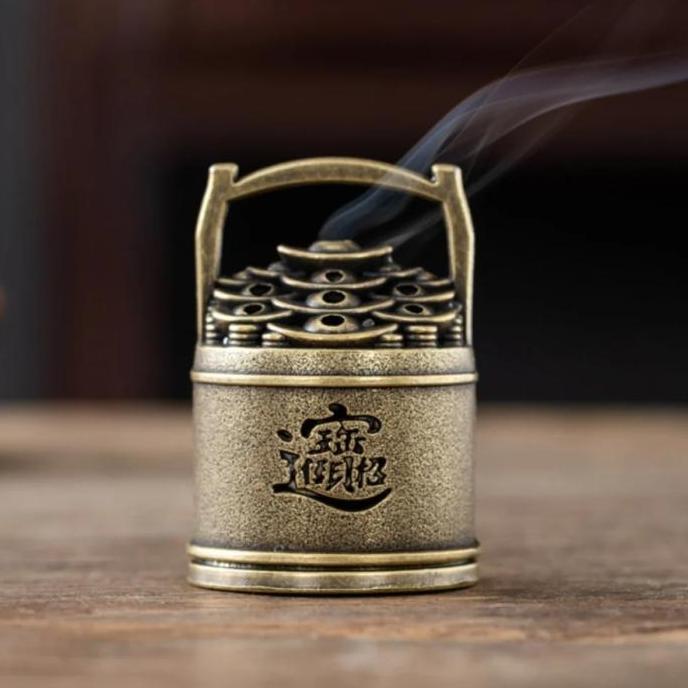 SOORIM Tempat Arang Dupa Pembakar Dupa Wadah Dupa Bakar Wadah Bakar Dupa Bentuk Tong Emas