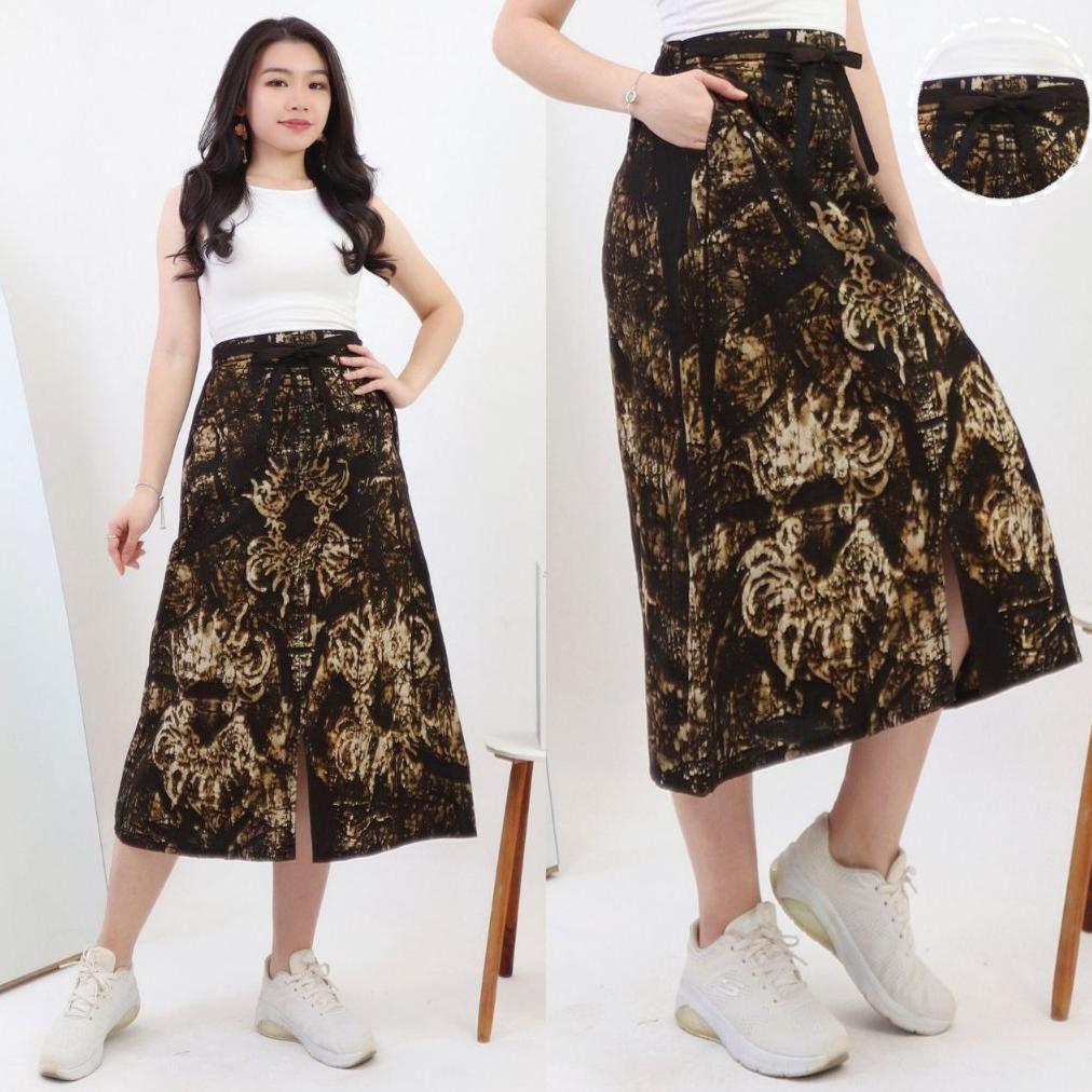 HOT SALE Rok Span Batik Cap Handmade Merah Hitam Bahan Katun Premium Rok Batik Kemerdekaan Rok Span 
