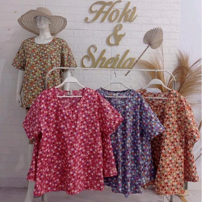 Ready stock Baju Tidur HOKI SHEILA XXL Jumbo Katun Wanita Celana 3/4 (sweet flower)
