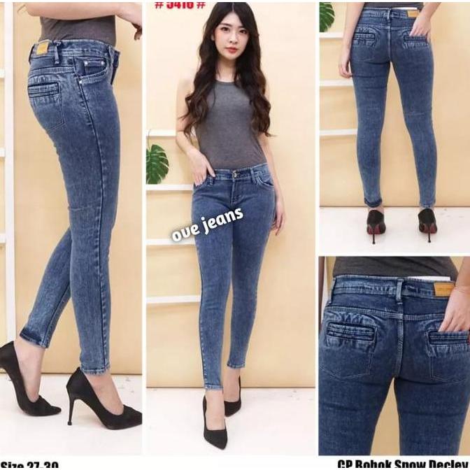 AI6 >> LY Skinny Pensil Kantong Bobok Stretchy Celana Jeans Wanita Terbaru Panjang