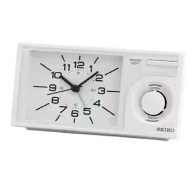 Seiko Jam Meja Clock Beker Weker QHP004W QHP004 W Putih Alarm Bunyi Bel