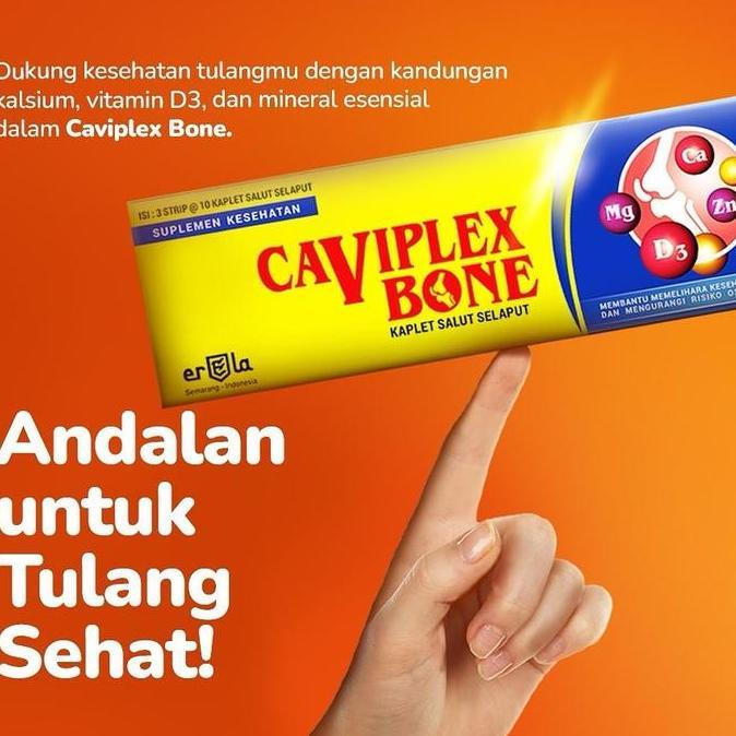 Caviplex Bone Box 30's Kaplet Erela - Kalsium / Vitamin D3 / Magnesium / Vitamin Tulang