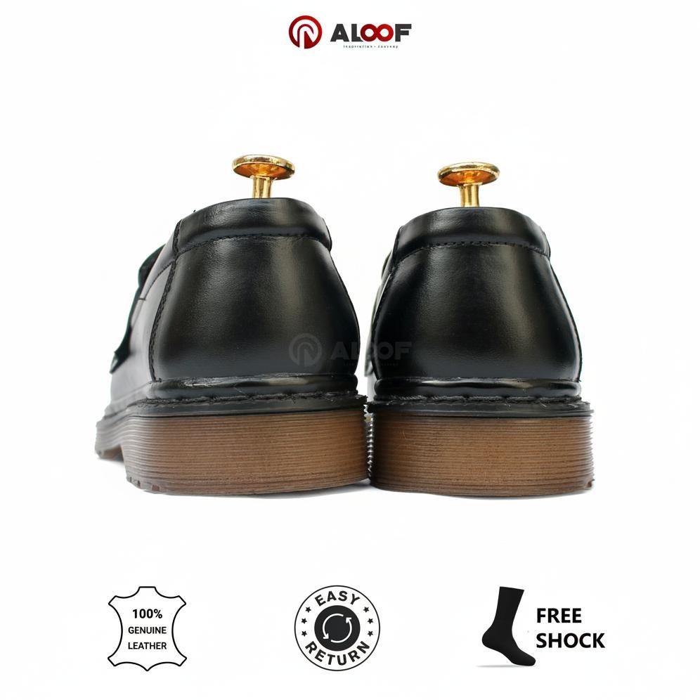 pengiriman cepat 38-45 Aloof PENNY Hitam - Sepatu Loafers Pria Kulit Asli Slip On Original Indonesia