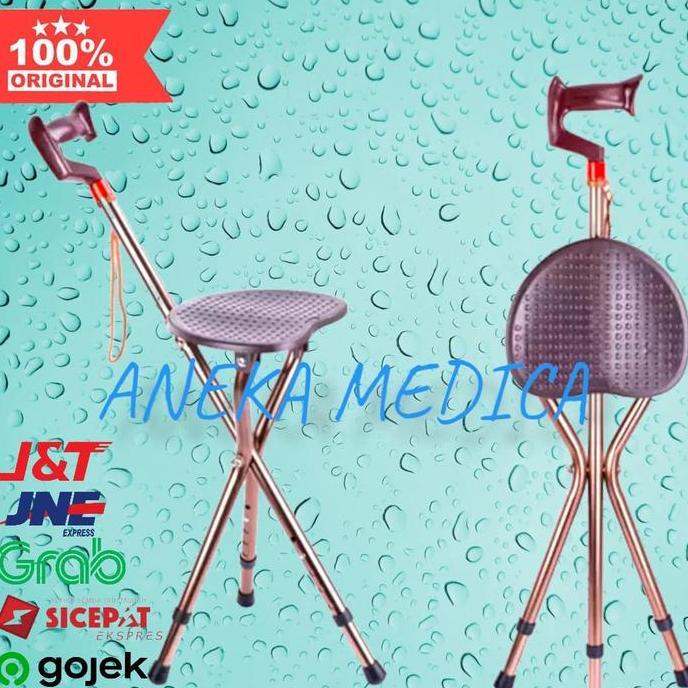 tongkat duduk orang tua kursi lipat