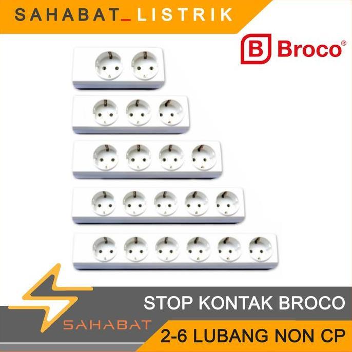 jgrds59_store  - Stop Kontak Terminal BROCO 1 2 3 4 5 6 Lubang NonCP colokan Tempel dinding