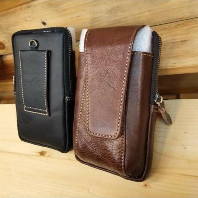 Sarung Hp Pinggang Pria Kulit Asli - Tas Dompet Hp 100% Kulit Sapi