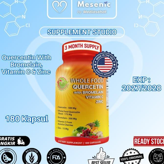 Quercetin with Bromelain Vitamin C and Zinc with Organic Whole Food Quercetin Blend 60 & 180 Kapsul