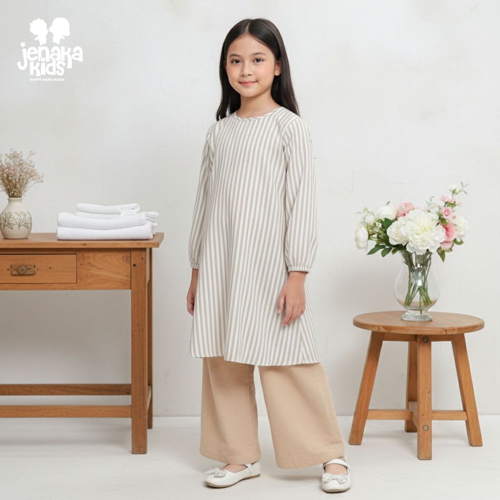 JENAKA KIDS - HANIYA One Set Tunik Salur Kulot Pants Daily Wear & Outfit Hari Raya Anak