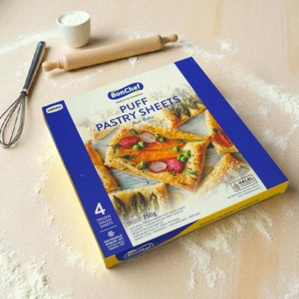 BonChef Puff Pastry Sheets 750g (4 Lembaran) Adonan Beku Puff Pastry / Kulit Zuppa Soup Halal Termur
