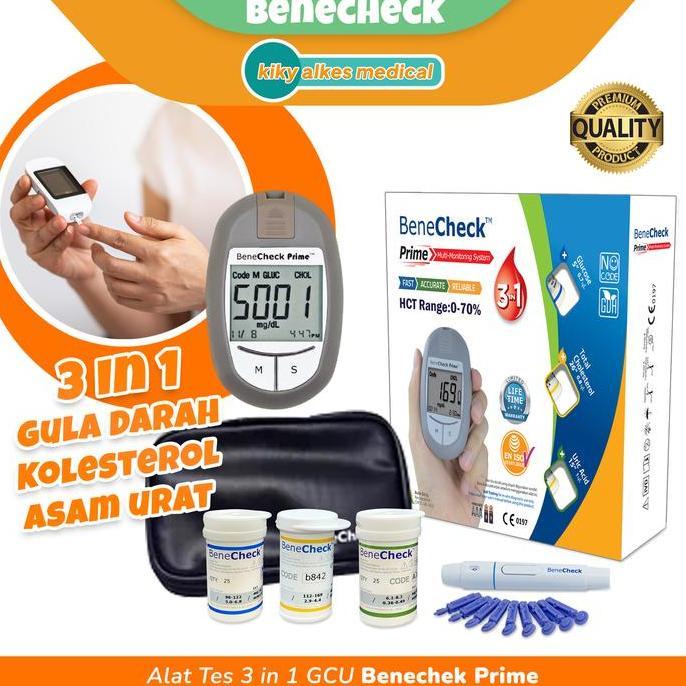 LAPAKJAJAN33 - BENECHECK PRIME 3 IN 1 ALAT TES KOLESTEROL GULA DARAH ASAM URAT AKURAT
