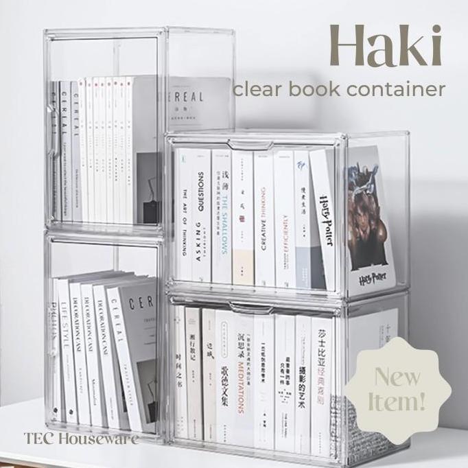 TECHAKI Transparent Acrylic Book Magazine Organizer Storage Box