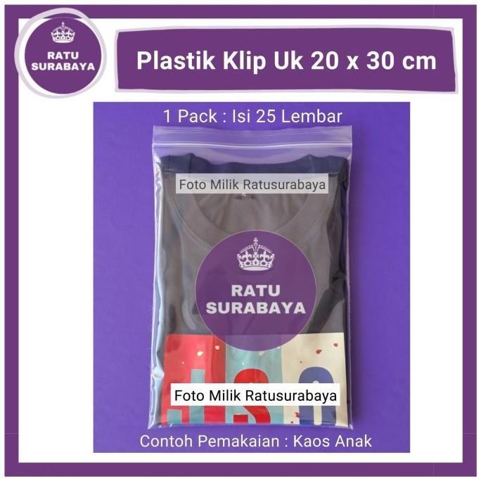 Plastik Zip Lock 20x30 Klip Ziplock Baju Clip Zipper Bening isi 25 pcs
