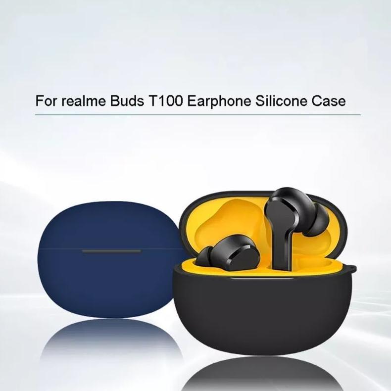 BIG PROMO Soft Case Silikon TWS Realme Buds T100 + carabiner