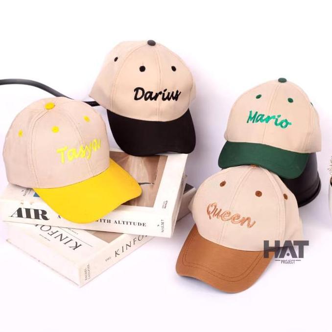 TOPI ANAK BASEBALL BORDIR SMILE FREE BORDIR NAMA laki 2 tahun cewek 612 Hitam Putih Cowok Bayi murah