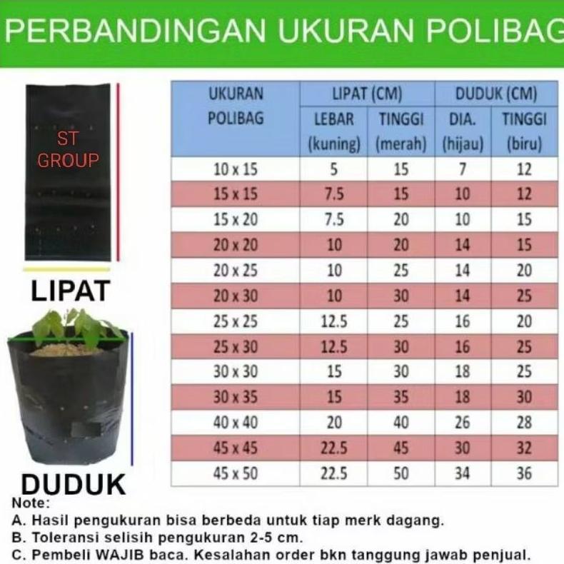Bisa Cod Polybag Tanaman 40 X 40 Cm Isi 50 Pcs Polibag Pelastik Untuk Media Tanam ><