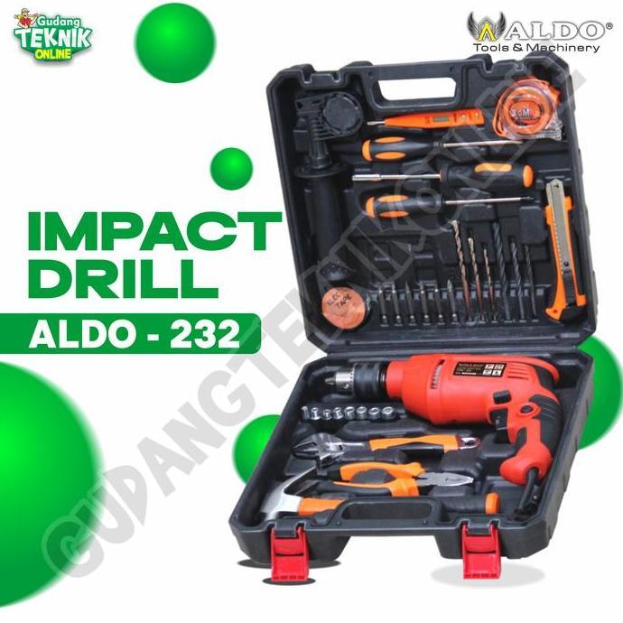 BAJANTEKNO Mesin Bor 13mm ALDO 232 Set 32 Pcs / Mesin Bor Beton ALDO 232 13 mm Mesin Bor Set Hammer 