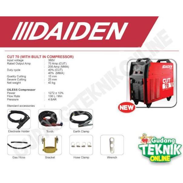 BAJANTEKNO Mesin Las CUT 70 With Compressor DAIDEN 3Phase 380V / Mesin Las Listrik Potong Inverter C