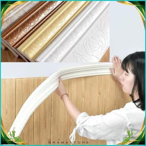 [Tebal] Wall Border List Foam 3D 8Mm Wallpaper Tebal List Dinding Border Plafon Stiker Dekorasi Dind