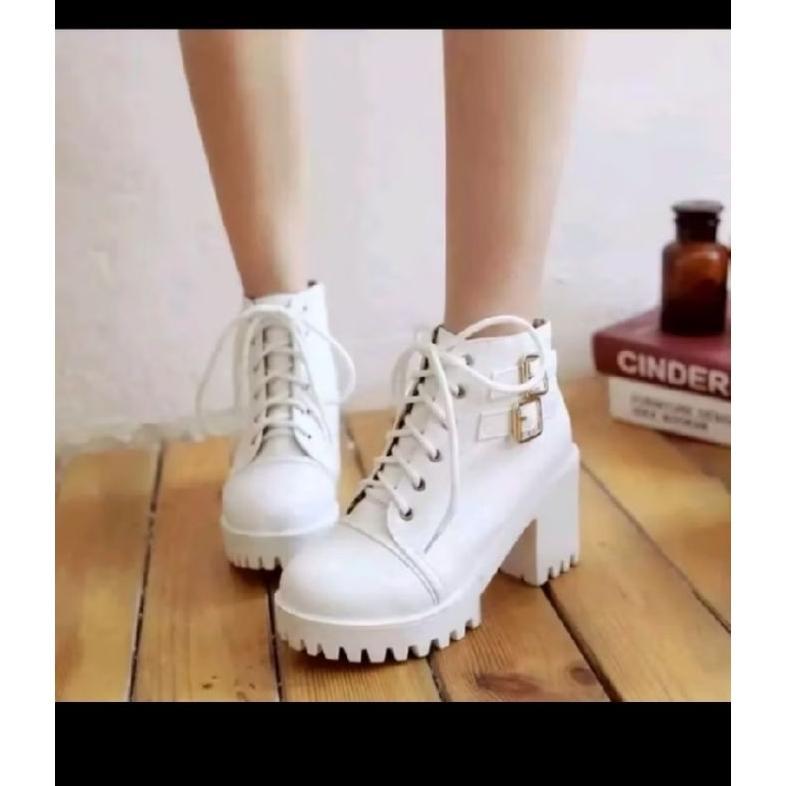 BEST SALE sepatu sneakers boots wanita hak tebel sepatu boots koboy korean style sepatu boots hitam 