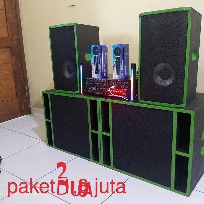 paket sound miniatur rumahan komplit blutut karaoke spl 10 in double plus 6 in sr Bluetooth